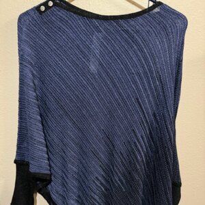 XXSP White House/ Black Market blue and black sweater poncho